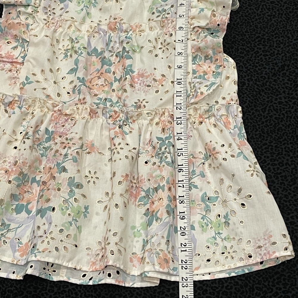 Kim Floral Top Tiered Cottagecore Boho Peasant Medium Ruffles Short Sleeve - Picture 7 of 8